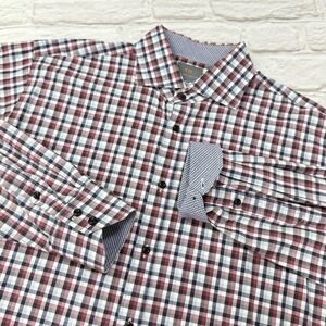 Thomas Dean Dress Shirt Mens XL Black Red Geometric Gangnam Print Flip Cuff Nice